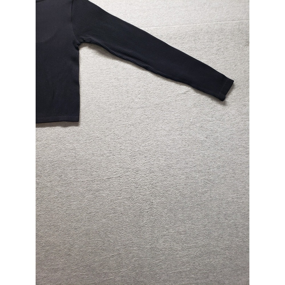 Zara Women Cropped Top XS Black Scoop Neck Long Sleeve Pullover Slim Logo Casual - Picture 12 of 16